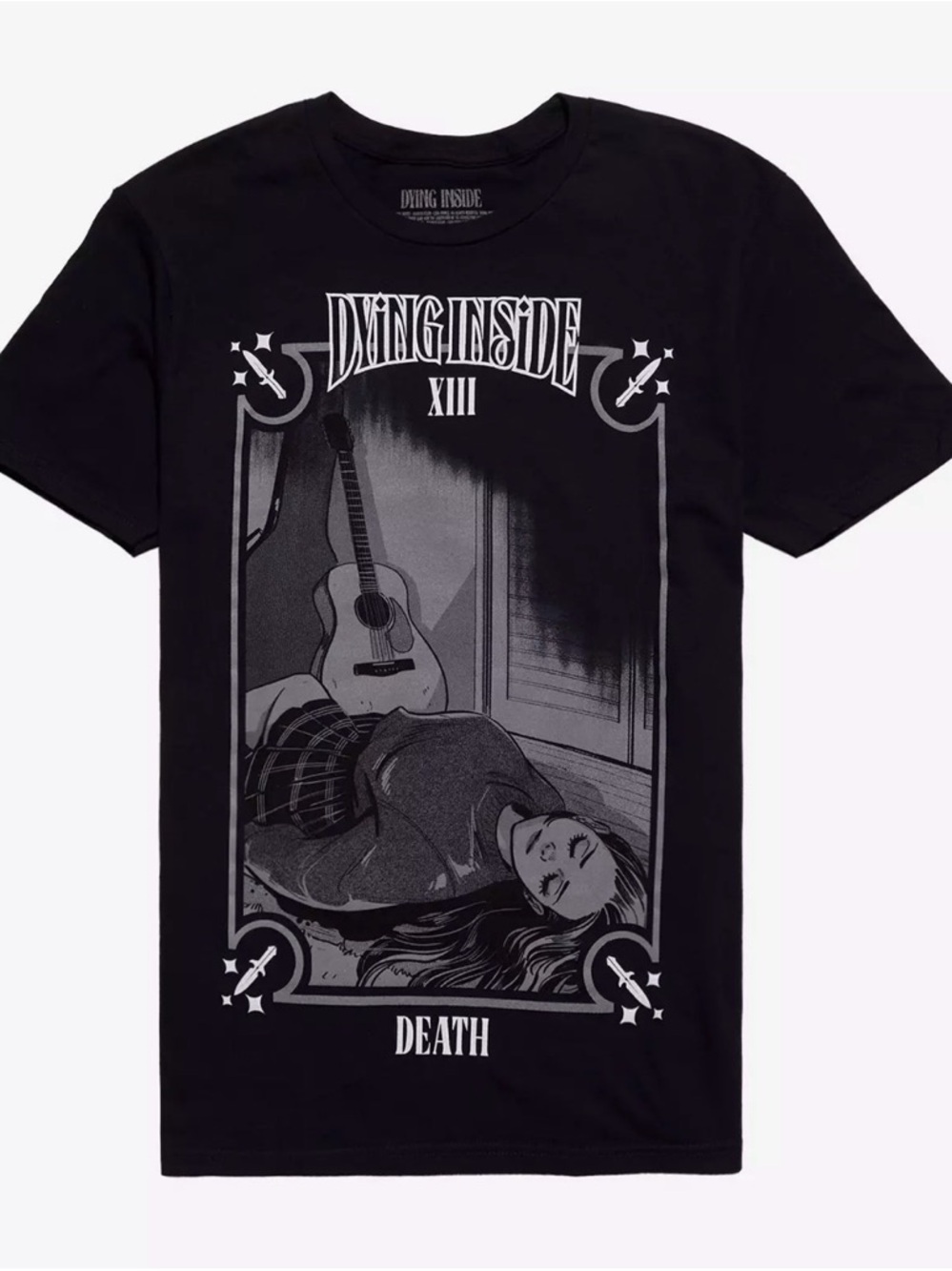 Black White Dying Inside Death Tarot Card T-Shirt Small